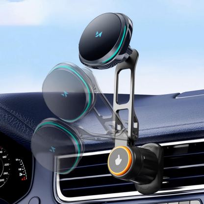 Поставка за радиаторa на кола с безжично зареждане за iPhone с Magsafe - Wozinsky WCT5-6S2Y Magnetic Fast Wireless Vent Car Holder 15W (черен) 6