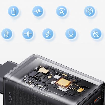 Захранване за ел. мрежа за мобилни устройства с 2xUSB и 2xUSB-C изходи с технология за бързо зареждане - Baseus GaN6 Pro Wall Charger 65W With USB-C Cable (P10162701113-00) (черен) 12