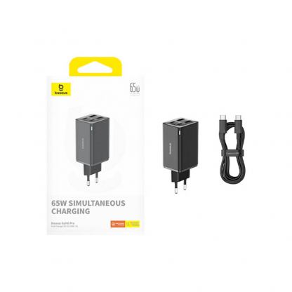 Захранване за ел. мрежа за мобилни устройства с 2xUSB и 2xUSB-C изходи с технология за бързо зареждане - Baseus GaN6 Pro Wall Charger 65W With USB-C Cable (P10162701113-00) (черен) 14