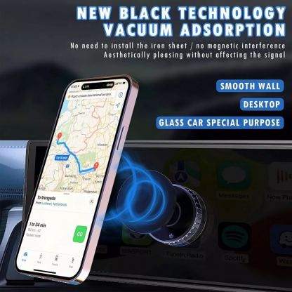 Магнитна поставка за кола с безжично зареждане за iPhone с Magsafe - Techsuit (HOLD253) Premium Car Holder with Wireless Charging and Magsafe (черен) 3