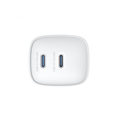 Захранване за ел. мрежа с 2xUSB-C изходи с технология за бързо зареждане - Havit GaN Dual Wall Charger USB-C 45W (бял) 5