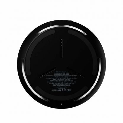 Четворна поставка (пад) за безжично зареждане за iPhone с Magsafe, Apple Watch, AirPods, Qi съвместими устройства - MagEasy PowerStation 5-in-1 Magnetic Wireless Charging Stand Qi2 15W (черен) 5