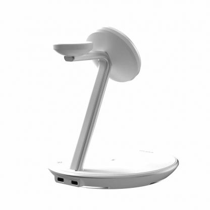 Четворна поставка (пад) за безжично зареждане за iPhone с Magsafe, Apple Watch, AirPods, Qi съвместими устройства - MagEasy PowerStation 5-in-1 Magnetic Wireless Charging Stand Qi2 15W (бял) 3