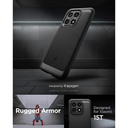 Тънък качествен силиконов (TPU) калъф за Xiaomi 15T - Spigen Rugged Armor Case (черен) 13