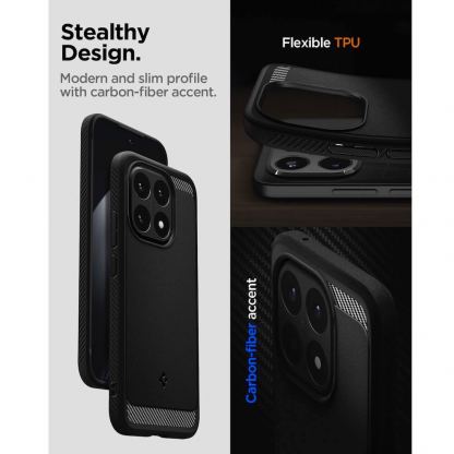 Тънък качествен силиконов (TPU) калъф за Xiaomi 15T - Spigen Rugged Armor Case (черен) 15