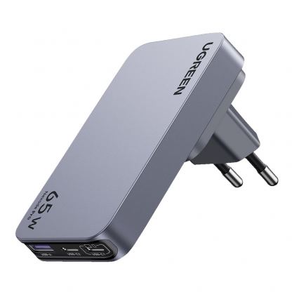 Захранване за ел. мрежа за лаптопи, смартфони и таблети с USB-A и 2xUSB-C изходи с технология за бързо зареждане - Ugreen Nexode Pro GaN Fast Wall Charger 65W PD (тъмносив) 2