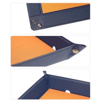 Настолен органайзер с поставка (пад) за безжично зареждане за Qi съвместими устройства - 4smarts Pocket Tray Organizer, 15W (син-оранжев) 5