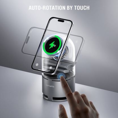 Безжичен спийкър с тройна поставка (пад) за безжично зареждане за iPhone с Magsafe и AirPods - 4smarts Qi2 ChargeBot Sound 3-in-1 Charging Station With Bluetooth Speaker (тъмносив) 9