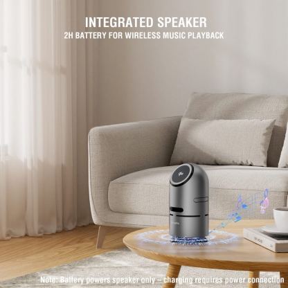 Безжичен спийкър с тройна поставка (пад) за безжично зареждане за iPhone с Magsafe и AirPods - 4smarts Qi2 ChargeBot Sound 3-in-1 Charging Station With Bluetooth Speaker (тъмносив) 11