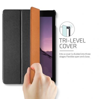Verus Saffiano K1 - кожен калъф и поставка за iPad Air 3 (2019), iPad Pro 10.5 (черен) 3