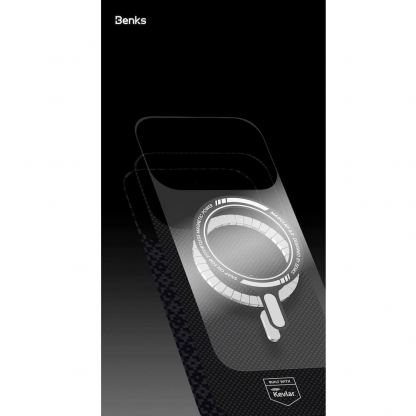 Кевларен кейс с MagSafe за iPhone 17 - Benks ArmorGrid ArmorAir Magnetic Kevlar Metal Frame Case 600D (черен) 9