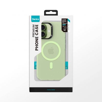 Хибриден удароустойчив кейс с MagSafe за iPhone 17 - Benks Magnetic Lucid Armor Camera Control Case (зелен) 6