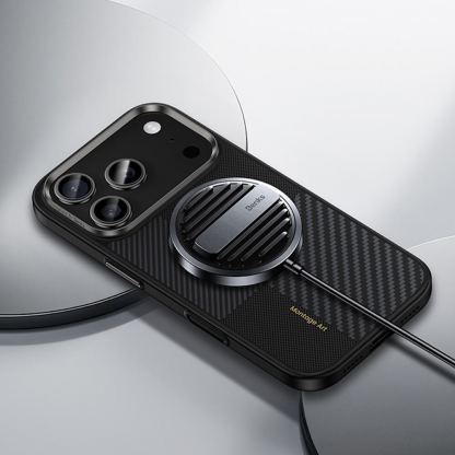 Удароустойчив кевларен кейс с MagSafe за iPhone 17 Pro -  Benks Magnetic Armor Pro Montage Kevlar Metal Frame Camera Control Case 600D and 1500D (черен) 9