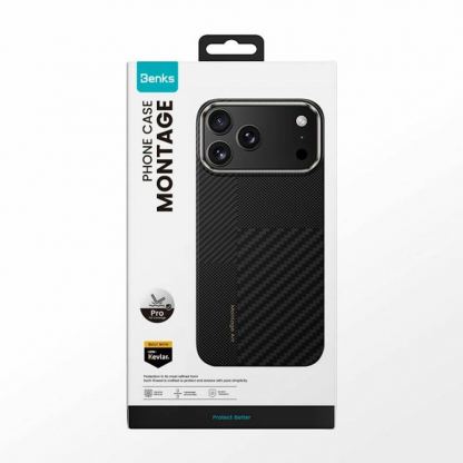 Удароустойчив кевларен кейс с MagSafe за iPhone 17 Pro -  Benks Magnetic Armor Pro Montage Kevlar Metal Frame Camera Control Case 600D and 1500D (черен) 11