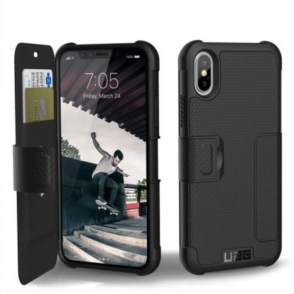 Urban Armor Gear Metropolis - удароустойчив хибриден кейс тип портфейл за iPhone XS, iPhone X (черен) 3