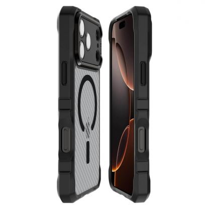 Хибриден удароустойчив кейс с кевлар за iPhone 17 Pro Max (черен-прозрачен мат) - ItSkins Supreme R Tek MagSafe Case (bulk) 3