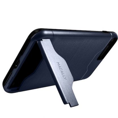 Macally KStand Case - хибриден удароустойчив кейс със слот за кр. карта и поставка за iPhone SE 2020, iPhone 7, iPhone 8 (син) 3