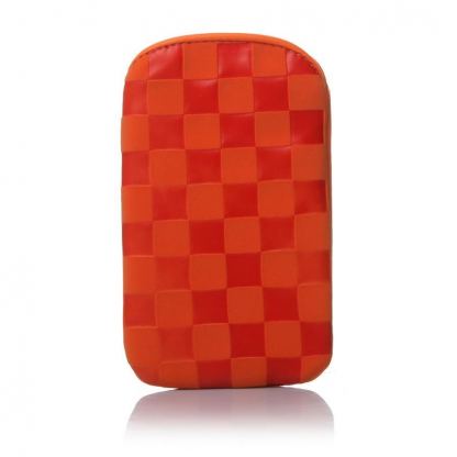 SBS Checkers Smooth Case M - велурен калъф за iPhone 4S, iPhone 4 и мобилни телефони (оранжев) 2