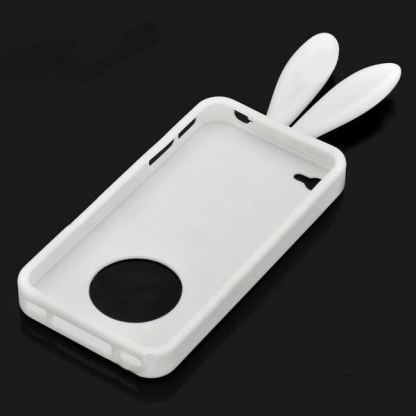 Rubber Rabbit Case - силиконов кейс и поставка за iPhone 4S, iPhone 4 (бял-черен) 2