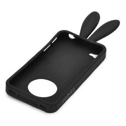 Rubber Rabbit Case - силиконов кейс и поставка за iPhone 4S, iPhone 4 (черен) 2