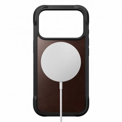 Хибриден кожен (естествена кожа) удароустойчив кейс с MagSafe за iPhone 17 Pro Max - Nomad Rugged Leather Horween MagSafe Case (тъмнокафяв) 2