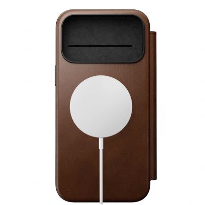 Кожен калъф (естествена кожа), тип портфейл с MagSafe за iPhone 17 Pro Max - Nomad Modern Leather Folio MagSafe Case (тъмнокафяв) 2