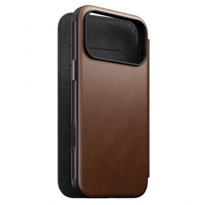 Кожен калъф (естествена кожа), тип портфейл с MagSafe за iPhone 17 Pro Max - Nomad Modern Leather Folio MagSafe Case (тъмнокафяв) 5
