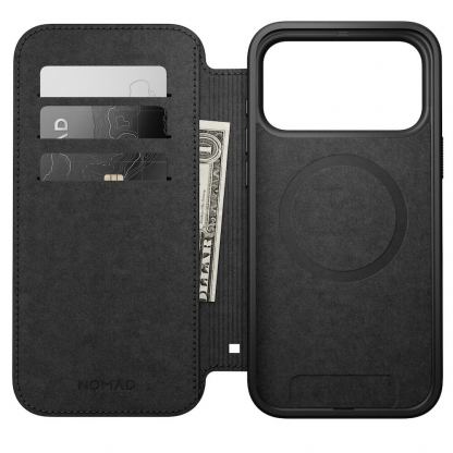 Кожен калъф (естествена кожа), тип портфейл с MagSafe за iPhone 17 Pro Max - Nomad Modern Leather Folio MagSafe Case (тъмнокафяв) 7