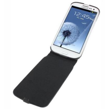 Samsung Leather Flip - вертикален кожен калъф за Samsung Galaxy S3 i9300 (черен) 3