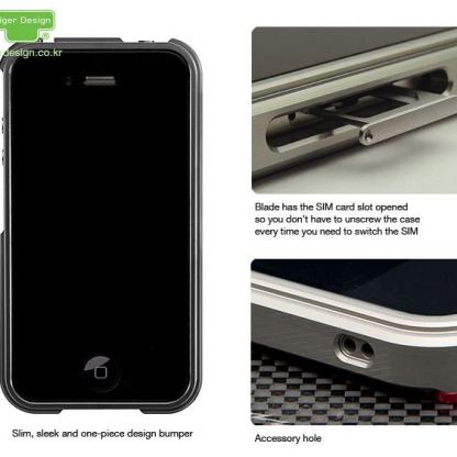Tiger Design Metal Bumper Blade - алуминиев бъмпър  за iPhone 4/4S (черен) 3