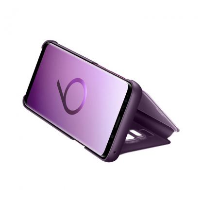 Samsung Clear View Stand Cover EF-ZG960CVEGWW - оригинален кейс с поставка, през който виждате информация от дисплея за Samsung Galaxy S9 (виолетов) 3