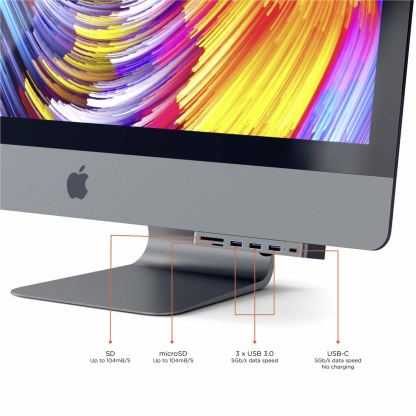 Satechi Aluminium USB-C Clamp Hub - алуминиев USB-C хъб и четец за SD/microSD карти за iMac Pro 2017 (тъмносив) 5