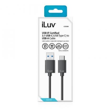 iLuv USB-C to USB-A Sync And Charge Cable - кабел за MacBook и устройства с USB-C порт (1 м) (черен) 6