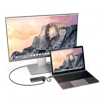 Satechi USB-C Aluminum Multiport 4K Adapter v2 - мултифункционален хъб за свързване на допълнителна периферия за компютри с USB-C (тъмносив) 5