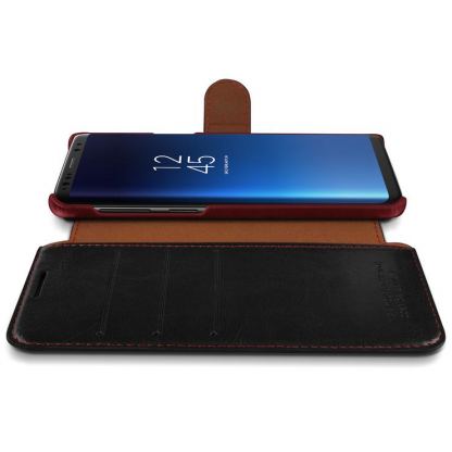 Verus Dandy Layered Case - кожен калъф, тип портфейл за Samsung Galaxy S9 Plus (черен) 4