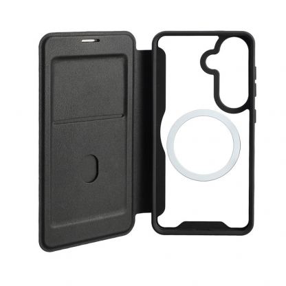 Кожен калъф, тип портфейл с отделение за кр. карти и Qi2 поддръжка за Samsung Galaxy S26  - 4smarts Urban Pro Flipcase (черен) 2