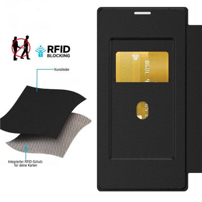 Кожен калъф, тип портфейл с отделение за кр. карти и Qi2 поддръжка за Samsung Galaxy S26  - 4smarts Urban Pro Flipcase (черен) 6