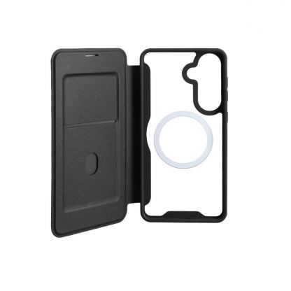 Кожен калъф, тип портфейл с отделение за кр. карти и Qi2 поддръжка за Samsung Galaxy S26 Plus - 4smarts Urban Pro Flipcase (черен) 2