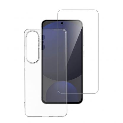Тънък силиконов кейс и стъклено защитно покритие за дисплея на Samsung Galaxy S26 Ultra - 4smarts 360° Protection Set (прозрачен) 2