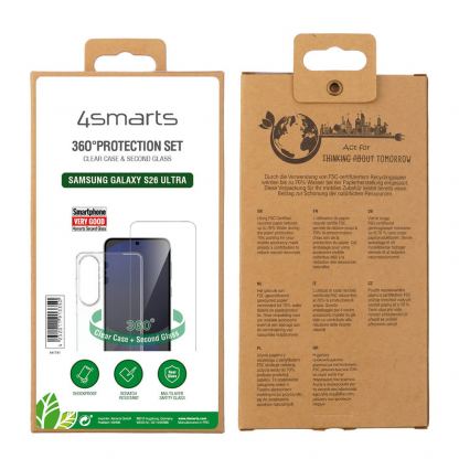 Тънък силиконов кейс и стъклено защитно покритие за дисплея на Samsung Galaxy S26 Ultra - 4smarts 360° Protection Set (прозрачен) 5