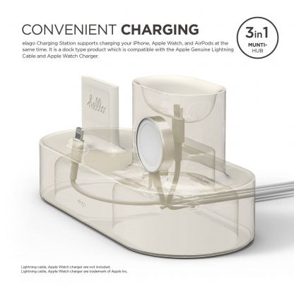 Elago Trio Charging Hub - силиконова поставка за зареждане на iPhone, Apple Watch и Apple AirPods (бяла) 7