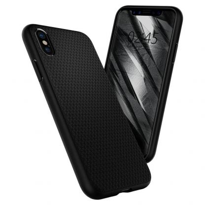 Spigen Liquid Air Case - тънък качествен термополиуретанов кейс за iPhone XS, iPhone X (черен-мат)  4