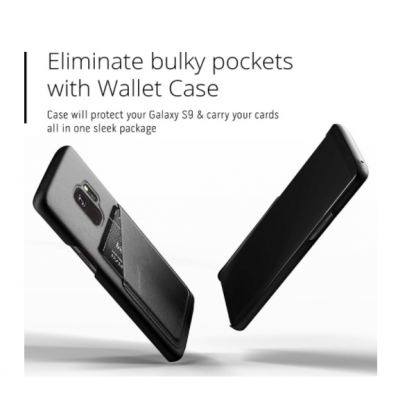 Mujjo Leather Wallet Case - кожен (естествена кожа) кейс с джоб за кредитна карта за Samsung Galaxy S9 (черен) 3