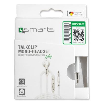 4smarts In-Ear Mono Headset TalkClip - слушалки с управление на звука и микрофон за мобилни устройства (бял) 6