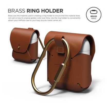 Elago Airpods Leather Case - кожен калъф (ествествена кожа) за Apple Airpods (кафяв) 2