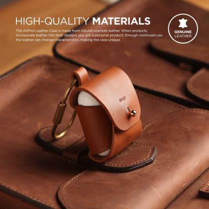 Elago Airpods Leather Case - кожен калъф (ествествена кожа) за Apple Airpods (кафяв) 4