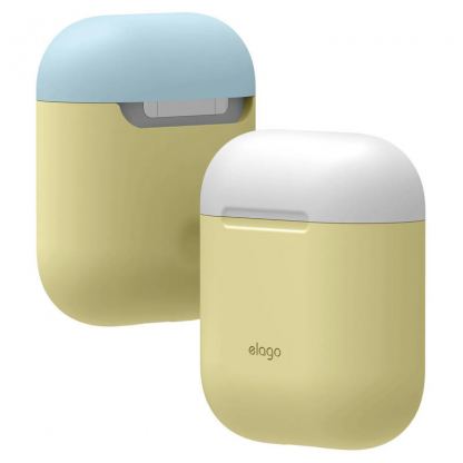 Elago Duo Silicone Case - силиконов калъф за Apple Airpods (жълт-бял) 2