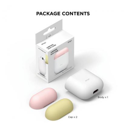 Elago Duo Silicone Case - силиконов калъф за Apple Airpods (бял-розов) 3