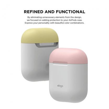 Elago Duo Silicone Case - силиконов калъф за Apple Airpods (бял-розов) 4