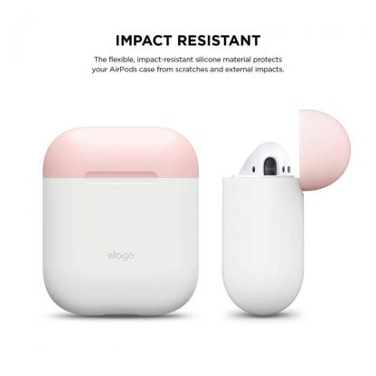 Elago Duo Silicone Case - силиконов калъф за Apple Airpods (бял-розов) 5